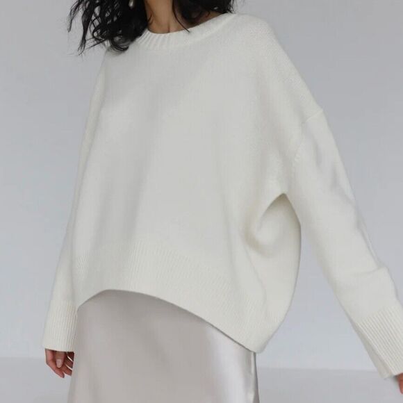 Commense Sweater Womens XS Off White Oversized Pullover Soft Knit - Picture 1 of 16